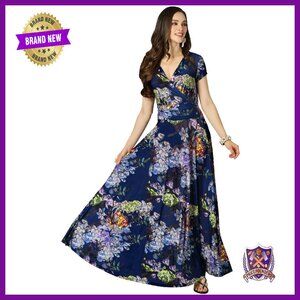 Floral Maxi Dress Cap Sleeve Flowy Summer Formal Gown